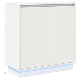 vidaXL LED-sido bord med hylla Vit 71 x 34,5 x 75 cm Konstruerat tr&auml;