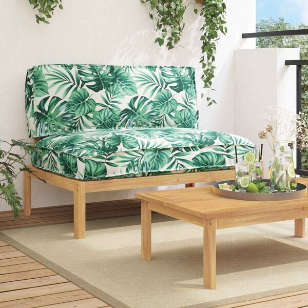 vidaXL Soffset L&ouml;v Bladm&ouml;nster 120 x 92 x 69 cm Massivt Akaciatr&auml;