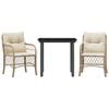 vidaXL Bistrogrupp med dynor 3 delar beige konstrotting