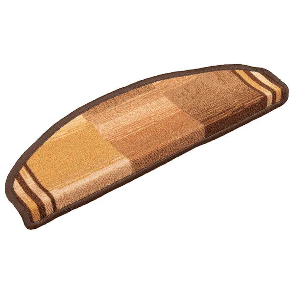 vidaXL Trappstegsmattor sj&auml;lvh&auml;ftande 15 st brun 65x21x4 cm