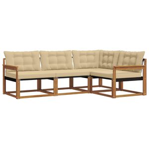 vidaXL Utomhussoffset 4 st Naturlig och Beige