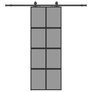 vidaXL Skjutd&ouml;rr med beslag svart 76x205 cm h&auml;rdat glas
