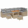 vidaXL Tr&auml;dg&aring;rdsoffset med kudde 9 pcs Beige konstrotting