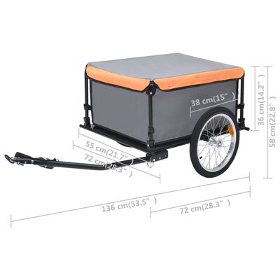 vidaXL Cykelvagn grå och orange 65 kg