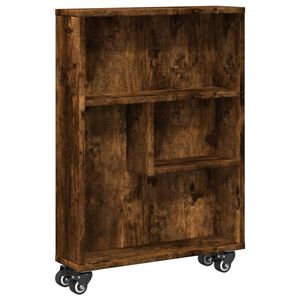 vidaXL Smal f&ouml;rvaringsvagn r&ouml;kf&auml;rgad ek 48x13x68 cm konstruerat tr&auml;