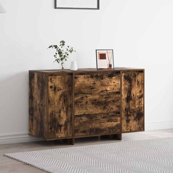vidaXL Sideboard med låda Rökt ek 120 x 41 x 75 cm Konstruerat trä