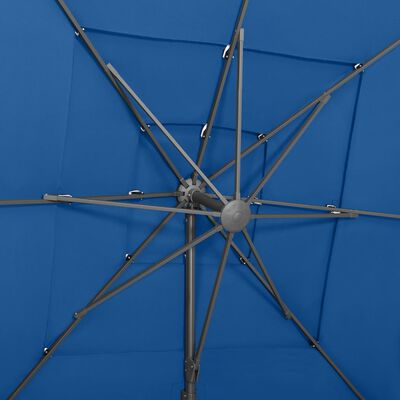 vidaXL Trädgårdsparasoll med ventilation och stång azurblå 250x250 cm