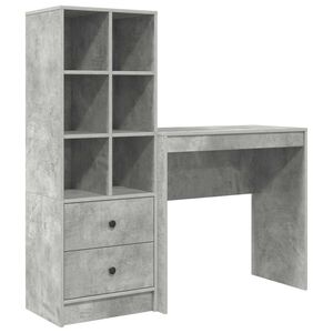 vidaXL Skrivbord Betonggr&aring; 125,5 x 40 x 127 cm 2 st