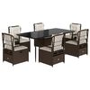 vidaXL Matgrupp för trädgården 7 delar brun konstrotting