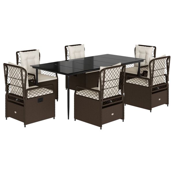 vidaXL Matgrupp för trädgården 7 delar brun konstrotting