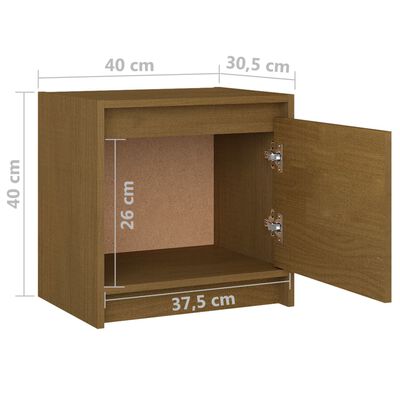 vidaXL Sängbord 2 st honungsbrun 40x30,5x40 cm massiv furu