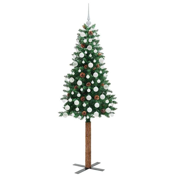 vidaXL Smal julgran med 300 LED-lampor Gr&ouml;n 180 cm PVC och solid furu