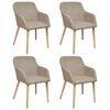 vidaXL Matstolar 4 st beige tyg och massiv ek