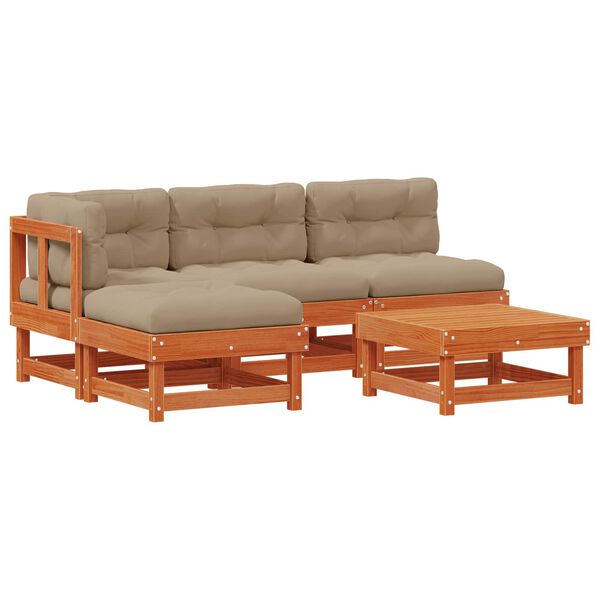 vidaXL Tr&auml;dg&aring;rd loungem&ouml;bler 13 pcs VaxBrun Massivt furu