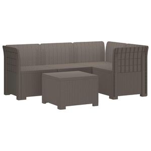 vidaXL 4-sits Tr&auml;dg&aring;rdsoffa Rattan Look PP Ljusgr&aring;