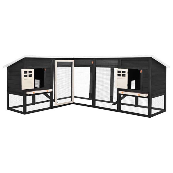 vidaXL Utebur med inhägnad grå och vit massivt granträ