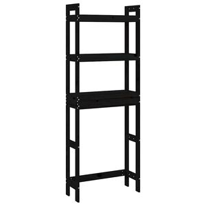 vidaXL Badrumshylla svart 63x26x171 cm massiv furu