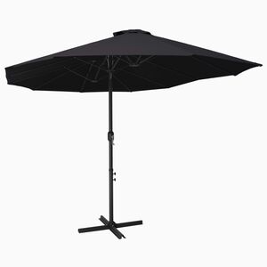 vidaXL Tr&auml;dg&aring;rdsparasoll med aluminiumst&aring;ng 460x270 cm svart