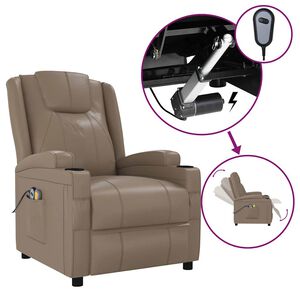 vidaXL Elektrisk massagef&aring;t&ouml;lj cappuccino konstl&auml;der