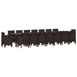 vidaXL Tr&auml;dg&aring;rds matsalsset med Kuddar med kudde 17 pcs Brun PP