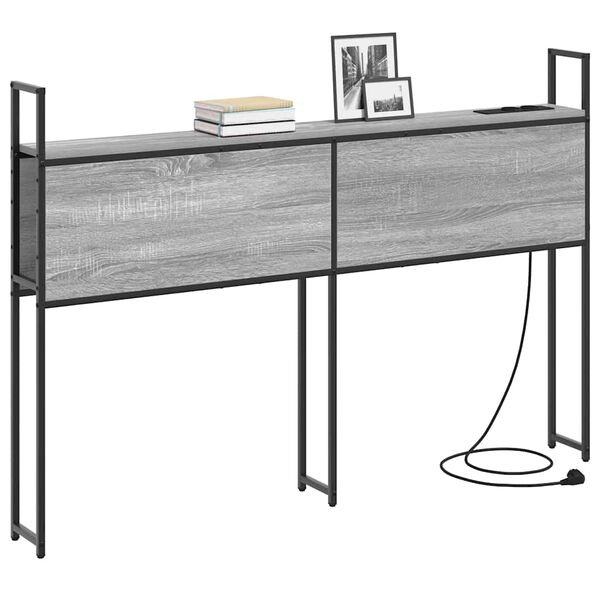 vidaXL F&ouml;rvaringsgavel med Laddstation med hylla Gr&aring; sonoma 120 cm