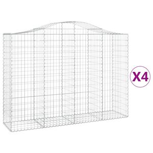 vidaXL Gabioner b&aring;gformade 4 st 200x50x140/160 cm galvaniserat j&auml;rn
