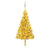 vidaXL Belyst plastgran med kulor guld 180 cm PET