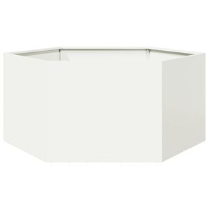 vidaXL Odlingsl&aring;da vit sexkantig 104x90x45 cm st&aring;l