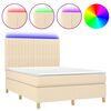 vidaXL Rams&auml;ng med madrass & LED gr&auml;ddvit 140x190 cm tyg