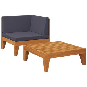 vidaXL Loungegrupp f&ouml;r tr&auml;dg&aring;rden med dynor 2 delar massivt akaciatr&auml;