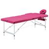 vidaXL Hopf&auml;llbar massageb&auml;nk 3 sektioner aluminium rosa