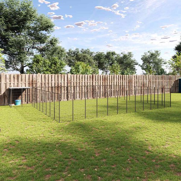 vidaXL Hundg&aring;rd svart 37,51 m&sup2; st&aring;l