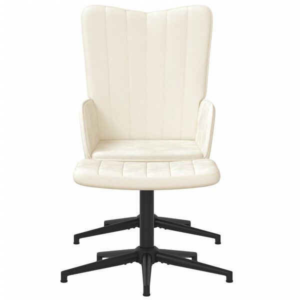 vidaXL Vilstol med fotpall gr&auml;ddvit sammet