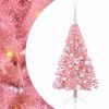 vidaXL Konstgjord F&ouml;rbelyst Julgran med 150 LED-lampor Rosa 120 cm PVC