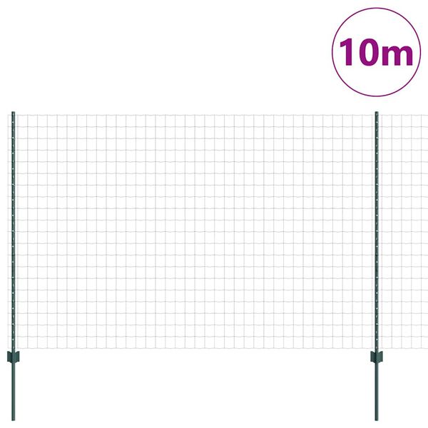 vidaXL St&auml;ngsel med stolpe Gr&ouml;n 1,5 x 10 m St&aring;l