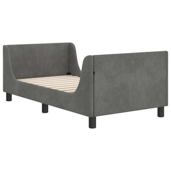 vidaXL Barns&auml;ngram med s&auml;nggavel M&ouml;rkgr&aring; 80 x 160 cm Sammet