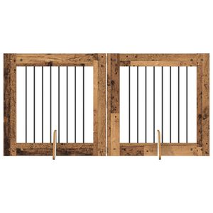 vidaXL Hundgrind med st&auml;llningar 2 pcs Gammalt tr&auml; 80 x 80 cm