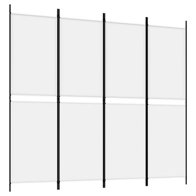 vidaXL Rumsavdelare 4 paneler vit 200x180 cm tyg