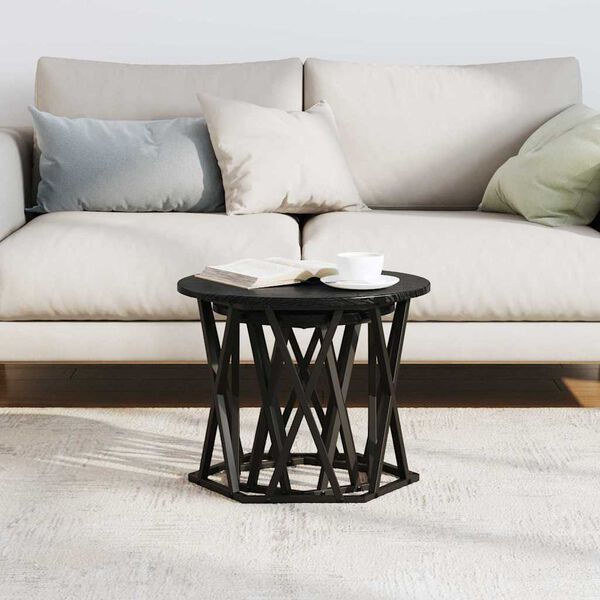 vidaXL Sidobord 2 pcs Svart Ek Konstruerat trä och stål