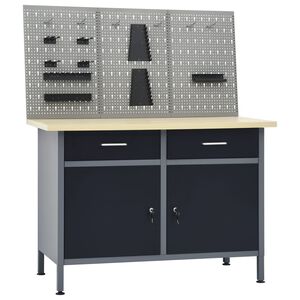 vidaXL Arbetsb&auml;nk med 3 v&auml;ggpaneler