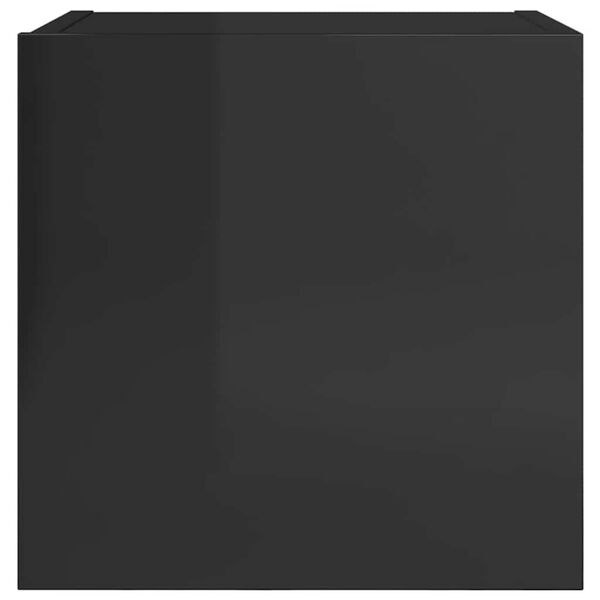 vidaXL V&auml;ggmonterad tv-b&auml;nk svart h&ouml;gglans 30,5x30x30 cm