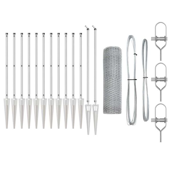 vidaXL St&auml;ngselstolpe Silver 25 x 0,5 m (13 mm n&auml;t) St&aring;l