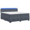 vidaXL Boxspring s&auml;ng med madrass och LED M&ouml;rkgr&aring; 200 x 200 cm Sammet