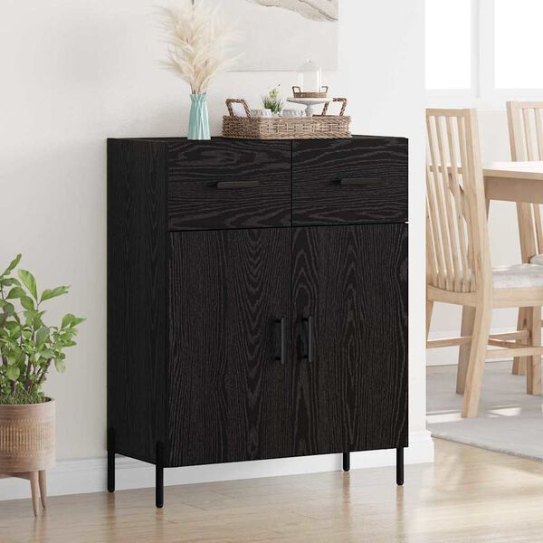 vidaXL Sideboard med l&aring;da Svart Ek 69,5 x 34 x 90 cm Konstruerat tr&auml;