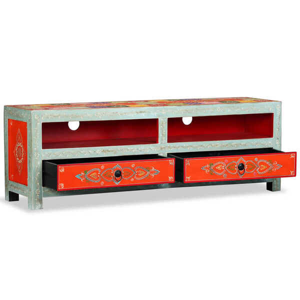 vidaXL TV-b&auml;nk massivt mangotr&auml; handm&aring;lad