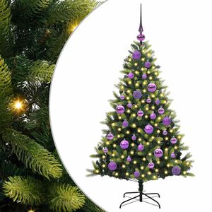 vidaXL Konstgjort F&auml;llbart Jultr&auml;d 150 LEDs Gr&ouml;n 120 cm PVC och PE
