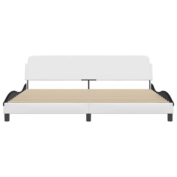 vidaXL Bed Frame "Dover" White and Black 200x200 cm Faux Leather