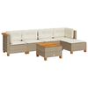 vidaXL Soffgrupp f&ouml;r tr&auml;dg&aring;rden med dynor 6 delar beige konstrotting
