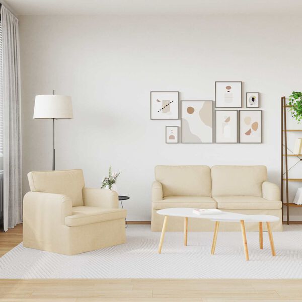 vidaXL Soffa 2 pcs Kr&auml;m 162 x 80 x 85 cm tyg