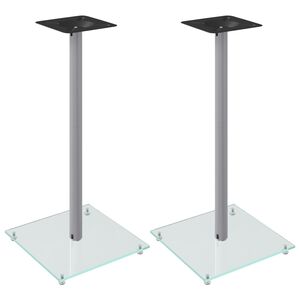 vidaXL H&ouml;gtalarstativ 2 st h&auml;rdat glas 1-pelardesign silver